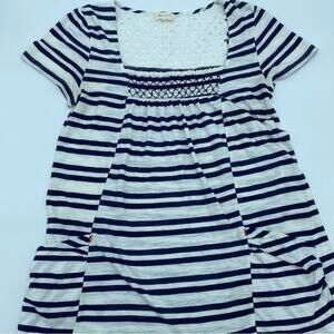 Anthropologie Meadow Rue Medium T-Shirt Short Sleeve Navy & White Striped